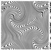 A black and white image of swirling lines.